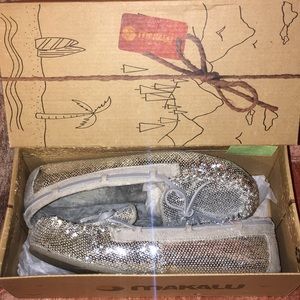Silver sequin makalu moccasins